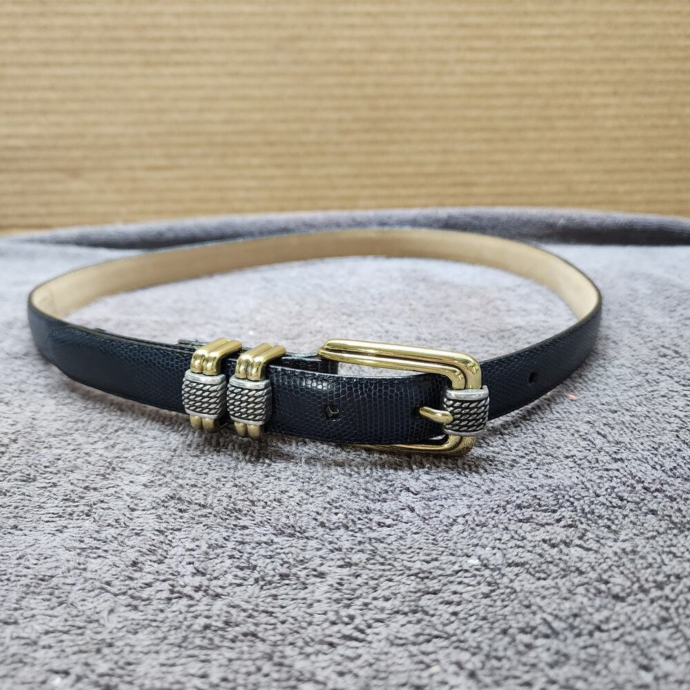 Brighton Classics belt black leather silver buckle new 4B614 Size L b50